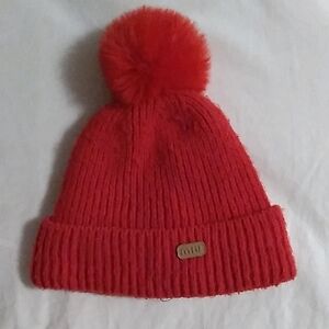 Red Knit Beanie with Pom-Pom